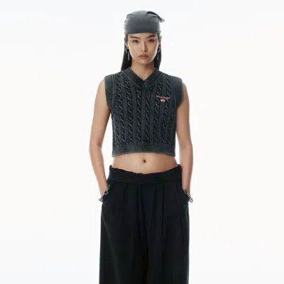 Alexander Wang Organic Cotton Vest In Washed Black