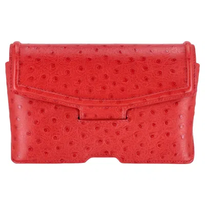 Pre-owned Alexander Wang Ostrich Embossed Leather Sunglasses Case//clutch Bag In Red