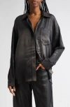 Alexander Wang Oversize Button-up Shirt In Creased Charcoal