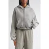 Alexander Wang Oversize Crop Full Zip Hoodie In Gray