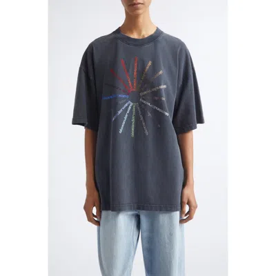 Alexander Wang Oversize Crystal Hotfix Logo T-shirt In Black