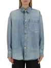 Alexander Wang Oversize Fit Cotton Shirt For Women In Blue