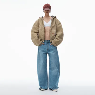 Alexander Wang Crystal Cursive Logo Blow Up Jean In Vintage Light Indigo