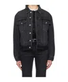 Alexander Wang Gray Oversize Trucker Denim Jacket In Black