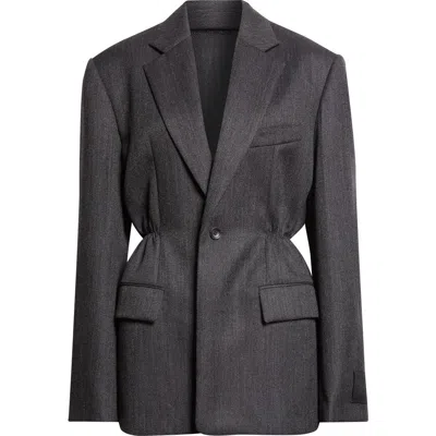 Alexander Wang Oversize Wool Gabardine Blazer In Gray