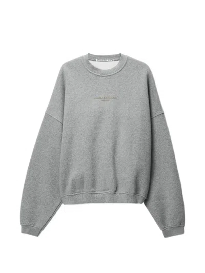 Alexander Wang Oversized Crewneck W/ Logo Print In Gray