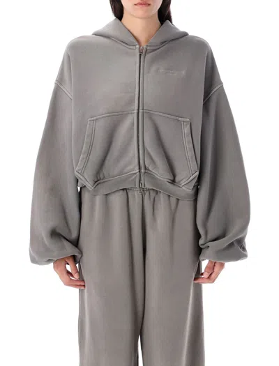 Alexander Wang Oversized Cropped Zip-up Hoodie In Multi
