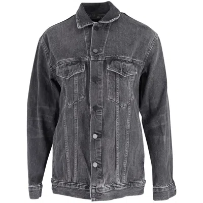 Alexander Wang Oversized Daze Jacket In Black Cotton Denim In Grey