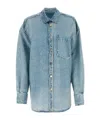 Alexander Wang Crystal-embellished Denim Shirt In Purple