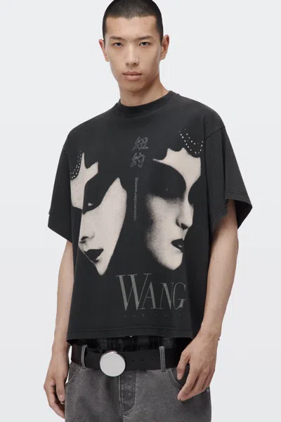 Alexander Wang Oversized Graphic Cropped Tee Washed Black