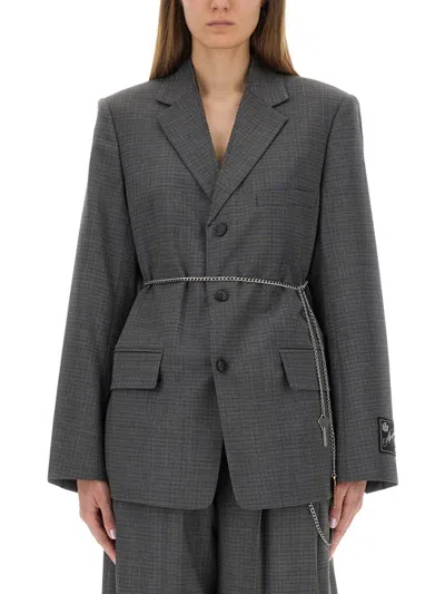 ALEXANDER WANG OVERSIZED GREY WOOL BLEND BLAZER
