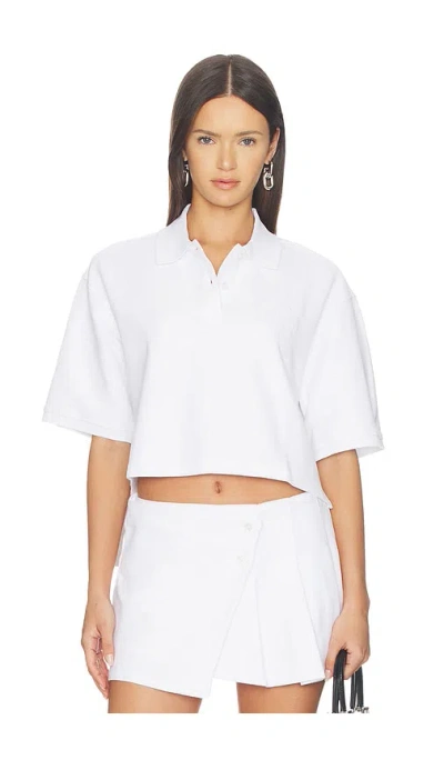 Alexander Wang Oversized High Low Polo Top In White
