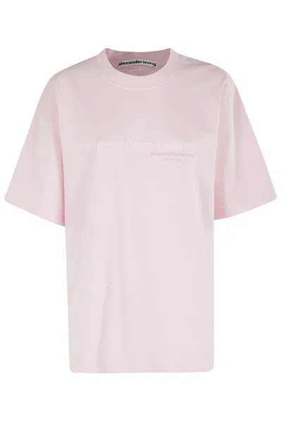 ALEXANDER WANG OVERSIZED LIGHT PINK T-SHIRT WITH FRONT LOGO