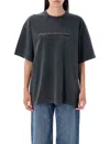 Alexander Wang Fitted Shrunken Tee With Bold Logo Print In Black
