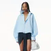 Alexander Wang Omens Oversized Graphic-embroidery Long-sleeve Cotton Shirt Oxford Blue Xs In Oxford Blue
