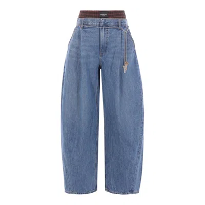 Alexander Wang Oversized Pleated Jeans In Blue