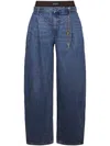 Alexander Wang Oversized Pleated Jeans With Chain Belt In Blue