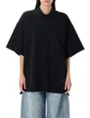 Alexander Wang Black Oversized Polo Tee In Washed Black