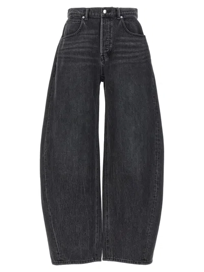Alexander Wang Oversized Rounded Jeans In Grey Aged