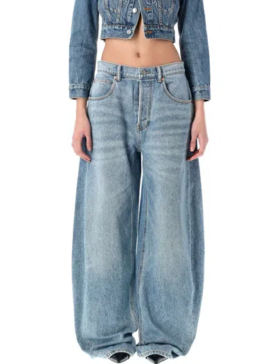 Alexander Wang Oversized Rounded Low Rise Jeans In Classic Light Indigo