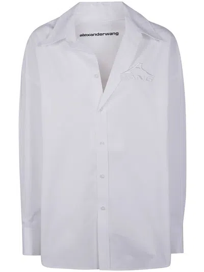 Alexander Wang Oversized Shirt W/ Graphic Embroidery Clothing In White