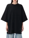 Alexander Wang Black Oversized Drop-sleeve T-shirt In Washed Black