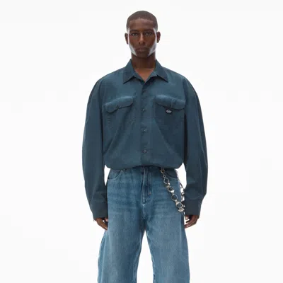 Alexander Wang Oversized Workwear Shirt In Cotton In Washed Graphite