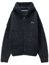 Alexander Wang Oversized Zip-up Hoodie With Aw Embroidery In Black