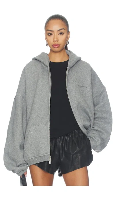 Alexander Wang Oversized Zip-up Hoodie With Allover Hotfix In Yellow