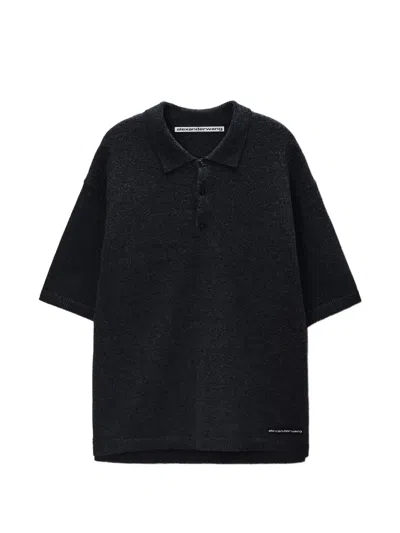 Alexander Wang Oversized-fit Polo Shirt In Blue