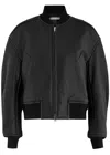 Alexander Wang Cropped Bomber Jacket In Primal Lambskin Leather In Black