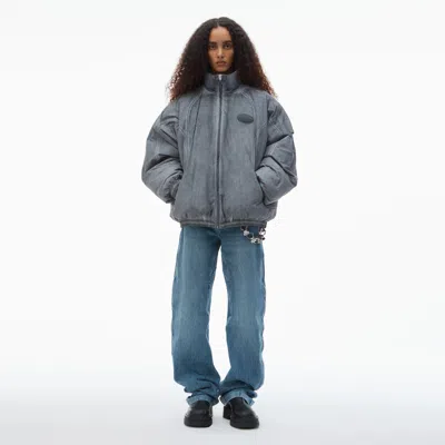 Alexander Wang Padded Track Jacket In Washed Lt Grey