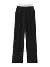 Alexander Wang High Waisted Pleated Pant With Logo Elastic Clothing In Negro