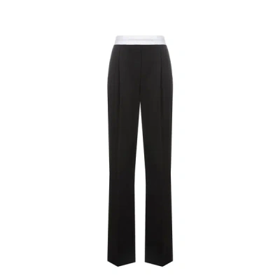 Alexander Wang High Waisted Pleated Pant With Logo Elastic By Alexande In Black