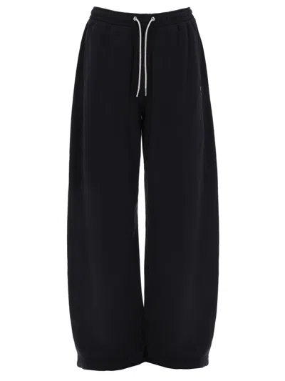 Alexander Wang Mid-waist Jogger Pants With White Drawstring And Wide-leg Silhouette In Black