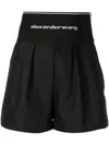 Alexander Wang High Waisted Shorts With Exposed Zipper And Logo Elastic In Black