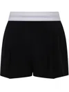 Alexander Wang High Waisted Pleated Short With Logo Elastic Clothing In Black