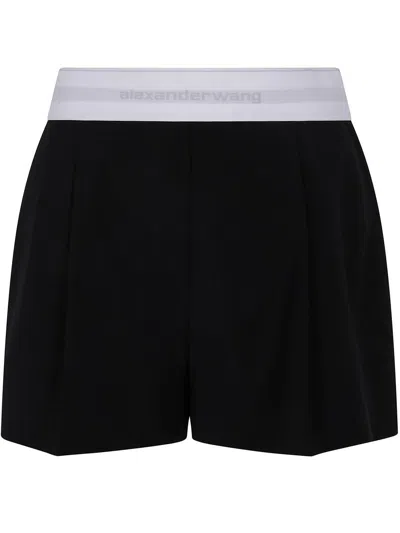 ALEXANDER WANG ALEXANDER WANG HIGH WAISTED PLEATED SHORT WITH LOGO ELASTIC