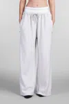 Alexander Wang Logo Elastic Waist Wide Leg Cotton Sweatpants In Grey