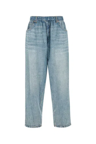 Alexander Wang Printed Denim Track Pant In Nylon In Blue