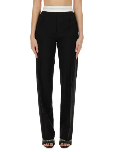 Alexander Wang Straight-cut Pants With Contrasting Logo Band In Black