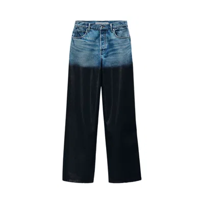 Pre-owned Alexander Wang Partial Coating Surge Low Rise Wide Leg Jean 'vintage Marbled Blue' | Women's Size 26