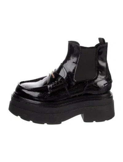 Pre-owned Alexander Wang Patent Leather Chelsea Boots In Black