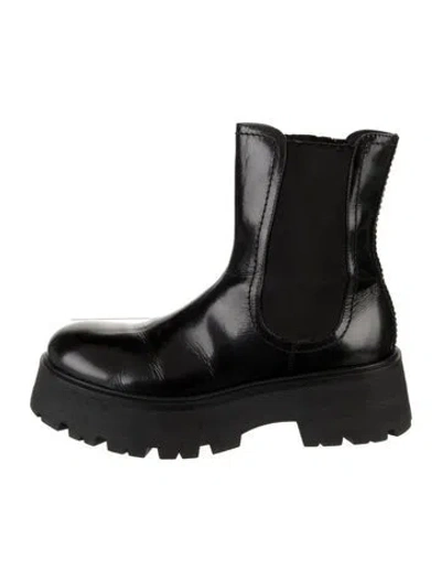 Pre-owned Alexander Wang Patent Leather Chelsea Boots In Black