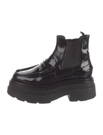Pre-owned Alexander Wang Patent Leather Chelsea Boots In Black