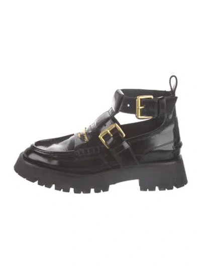 Pre-owned Alexander Wang Patent Leather Combat Boots In Black