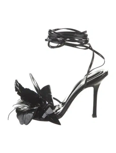 Pre-owned Alexander Wang Patent Leather Crystal Embellishments Gladiator Sandals In Black