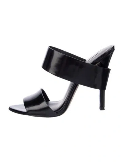 Pre-owned Alexander Wang Patent Leather Slides In Black