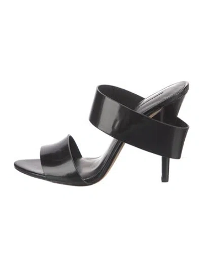 Pre-owned Alexander Wang Patent Leather Slides In Black