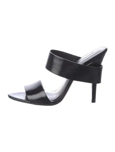 Pre-owned Alexander Wang Patent Leather Slides In Black